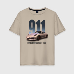 Женская футболка хлопок Oversize Порше 911 спортивный автомобиль