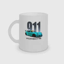 Кружка матовая стеклянная Cпортивный автомобиль Porsche