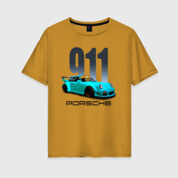 Женская футболка хлопок Oversize Cпортивный автомобиль Porsche