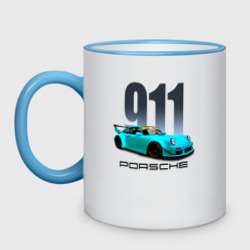 Кружка двухцветная Cпортивный автомобиль Porsche