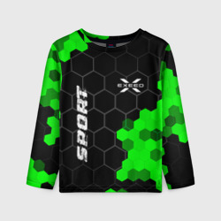 Детский лонгслив 3D Exeed green sport hexagon