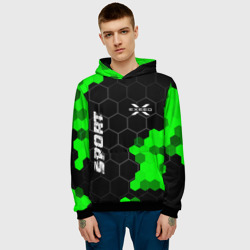 Мужская толстовка 3D Exeed green sport hexagon - фото 2