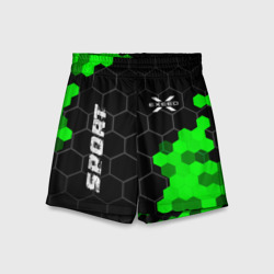 Детские спортивные шорты 3D Exeed green sport hexagon