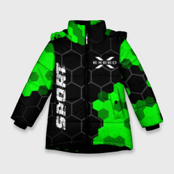 Зимняя куртка для девочек 3D Exeed green sport hexagon