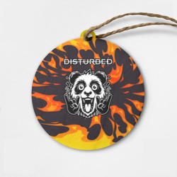 Деревянная игрушка круг Disturbed рок панда и огонь