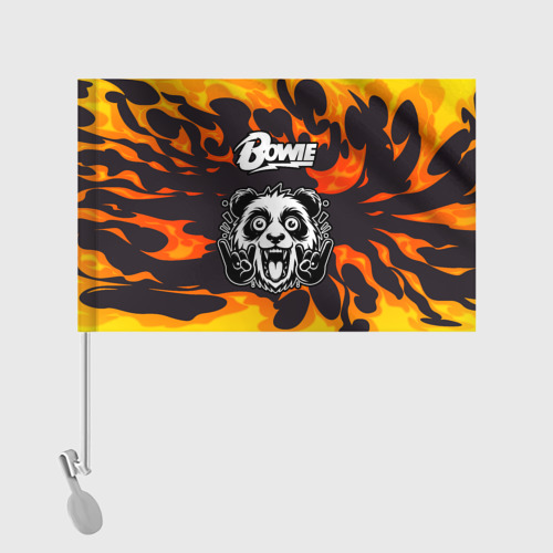 Флаг для автомобиля David Bowie рок панда и огонь - фото 2