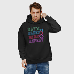 Мужское худи Oversize хлопок Eat play sleep repeat lettering - фото 2