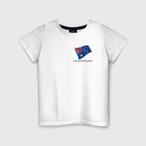 Детская футболка хлопок I'm Australian - motto, цвет белый