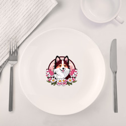 Набор: тарелка + кружка Колли среди цветов сакуры - фото 2