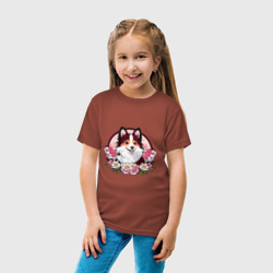 Детская футболка хлопок Колли среди цветов сакуры - фото 2