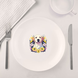 Набор: тарелка + кружка Лабрадор-ретривер среди цветов - фото 2