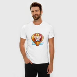 Мужская футболка хлопок Slim Львёнок на воздушном шаре - фото 2