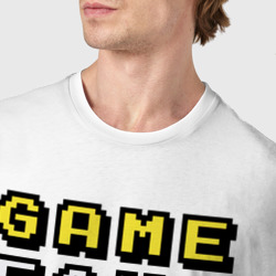 Футболка с принтом Game font для мужчины, вид на модели спереди №4. Цвет основы: белый