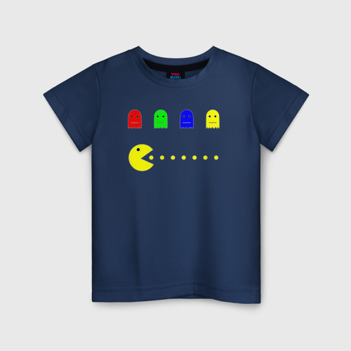 Детская футболка из хлопка с принтом Персонажи старых компьютерных игр, вид спереди №1