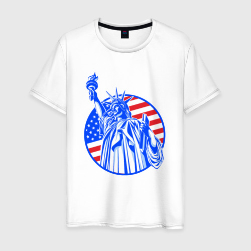 Мужская футболка из хлопка с принтом USA statue of liberty, вид спереди №1