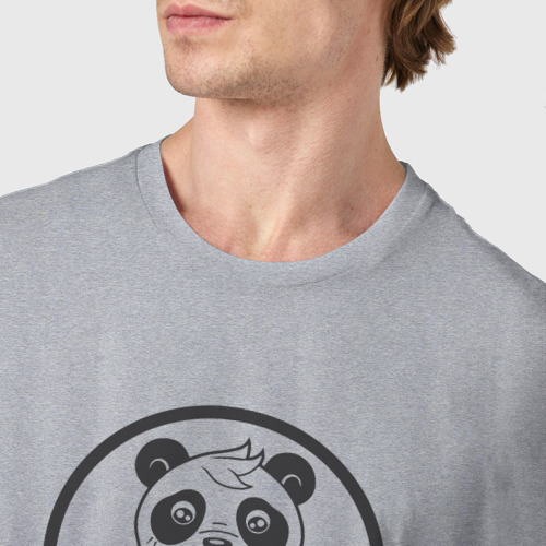 Мужская футболка хлопок Милая панда ест лапшу, цвет меланж - фото 6