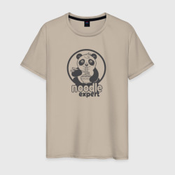 Мужская футболка хлопок Милая панда ест лапшу