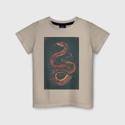  Красная змея и брызги краски – Детская футболка хлопок с принтом купить со скидкой в -20%