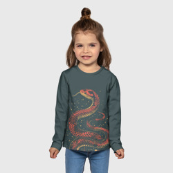 Детский лонгслив 3D Красная змея и брызги краски абстракция - фото 2