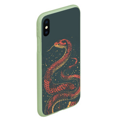 Чехол для iPhone XS Max матовый Красная змея и брызги краски абстракция - фото 2
