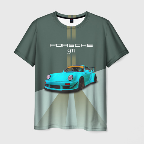 Мужская футболка с принтом Порше 911 спортивный немецкий автомобиль, вид спереди №1