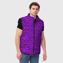 Мужской жилет утепленный 3D Чёрные полосы на фиолетовом фоне - фото 2