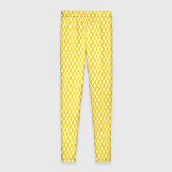 Леггинсы с принтом Жёлтый имитация сетки паттерн для женщины, вид сзади №1. Цвет основы: белый