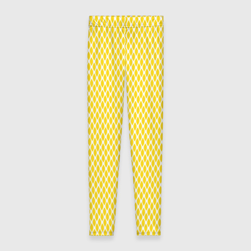 Легинсы с принтом Жёлтый имитация сетки паттерн, вид спереди №1