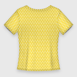 Футболка с принтом Жёлтый имитация сетки паттерн для женщины, вид сзади №1. Цвет основы: белый