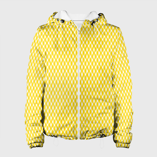 Женская куртка с принтом Жёлтый имитация сетки паттерн, вид спереди №1