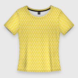 Жёлтый имитация сетки паттерн – Женская футболка 3D Slim с принтом купить