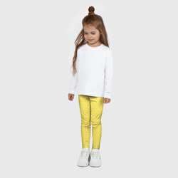 Леггинсы с принтом Жёлтый имитация сетки паттерн для ребенка, вид на модели спереди №3. Цвет основы: белый