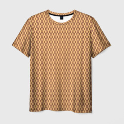 Мужская футболка 3D Светлый коричневый сетка паттерн