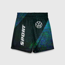 Детские спортивные шорты 3D Volkswagen sport glitch blue
