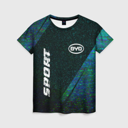Женская футболка 3D BYD sport glitch blue