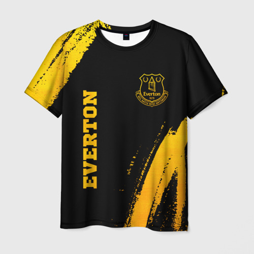 Мужская футболка с принтом Everton - gold gradient вертикально, вид спереди №1