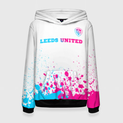 Женская толстовка 3D Leeds United neon gradient style посередине