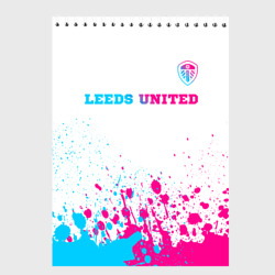 Скетчбук Leeds United neon gradient style посередине