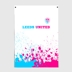 Постер Leeds United neon gradient style посередине