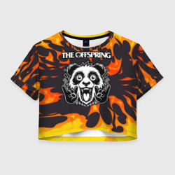 Женская футболка Crop-top 3D The Offspring рок панда и огонь