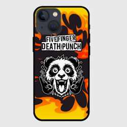Чехол для iPhone 13 mini Five Finger Death Punch рок панда и огонь