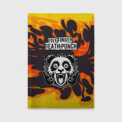 Обложка для автодокументов Five Finger Death Punch рок панда и огонь