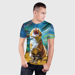 Мужская футболка 3D Slim Кот вопиющий в пустыне - фото 2