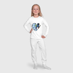 Пижама с принтом Прыжок космонавта на лыжах с Месяца для ребенка, вид на модели спереди №4. Цвет основы: белый
