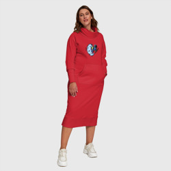 Платье с принтом Прыжок космонавта на лыжах с Месяца для женщины, вид на модели спереди №6. Цвет основы: красный