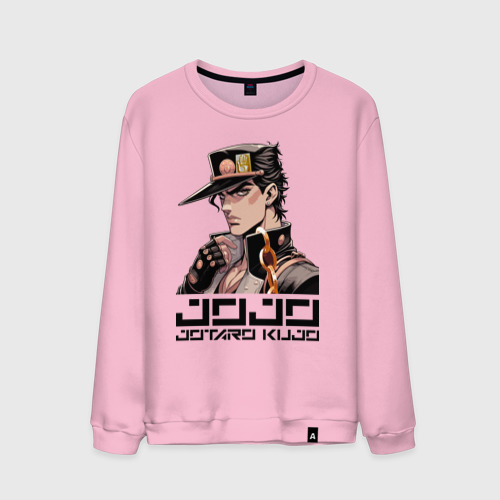 Мужской свитшот хлопок Jotaro Kujo - Jojo ai art, цвет светло-розовый