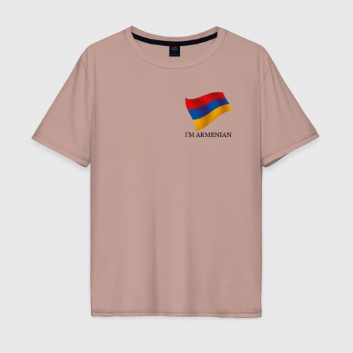 Мужская футболка хлопок Oversize с принтом I'm Armenian - motto, вид спереди #2