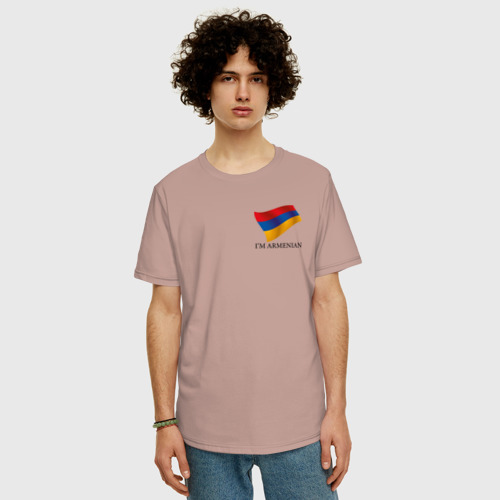 Мужская футболка хлопок Oversize с принтом I'm Armenian - motto, фото на моделе #1