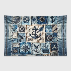 Флаг-баннер Пэчворк с якорем - джинсовка моряка 