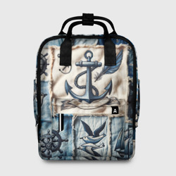 Женский рюкзак 3D Пэчворк с якорем - джинсовка моряка 